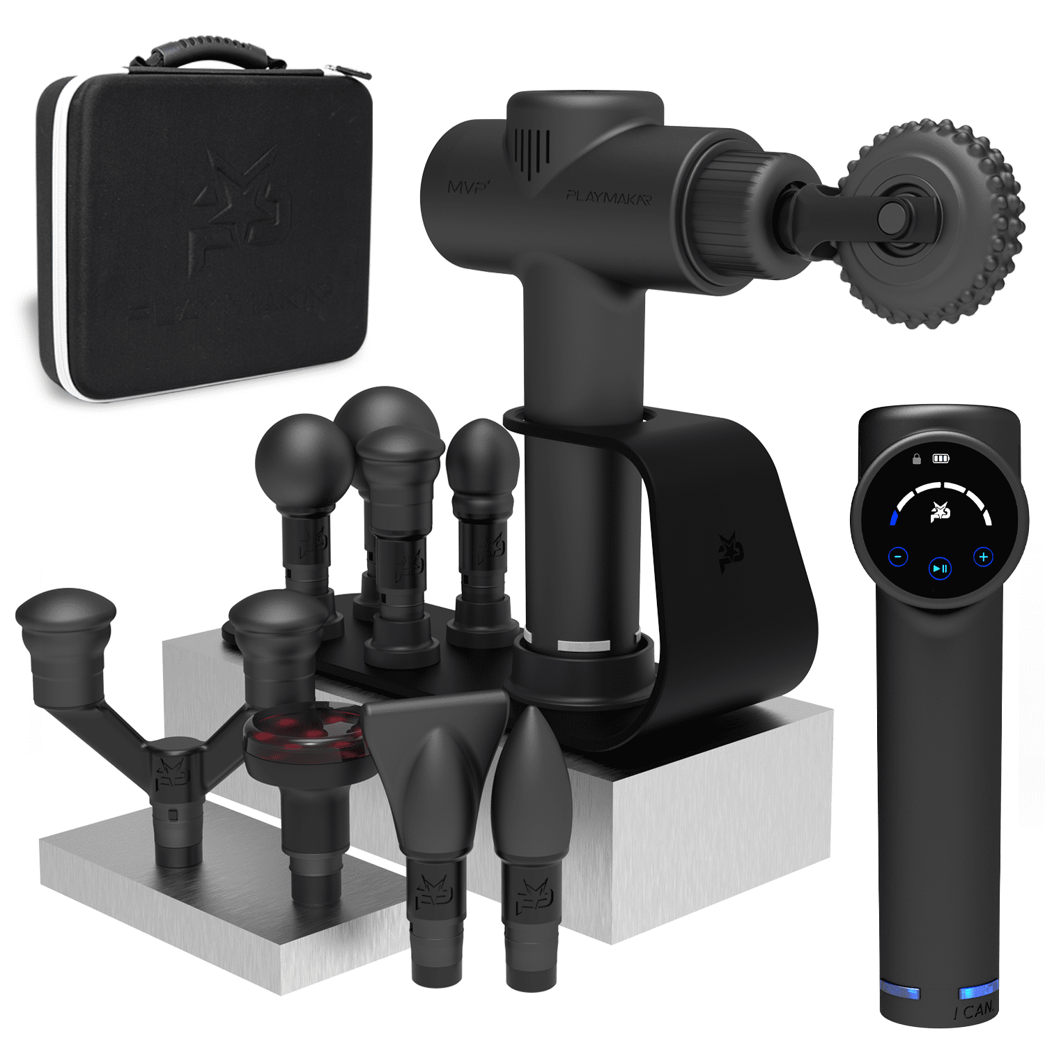PlayMakar MVP+ Percussion Massage Gun & ProTips with PowerUp Charging Station